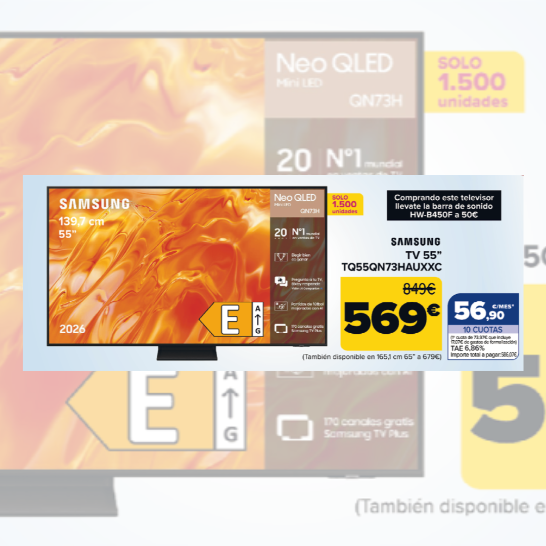 Televisor Samsung 55" por 569€ en Carrefour